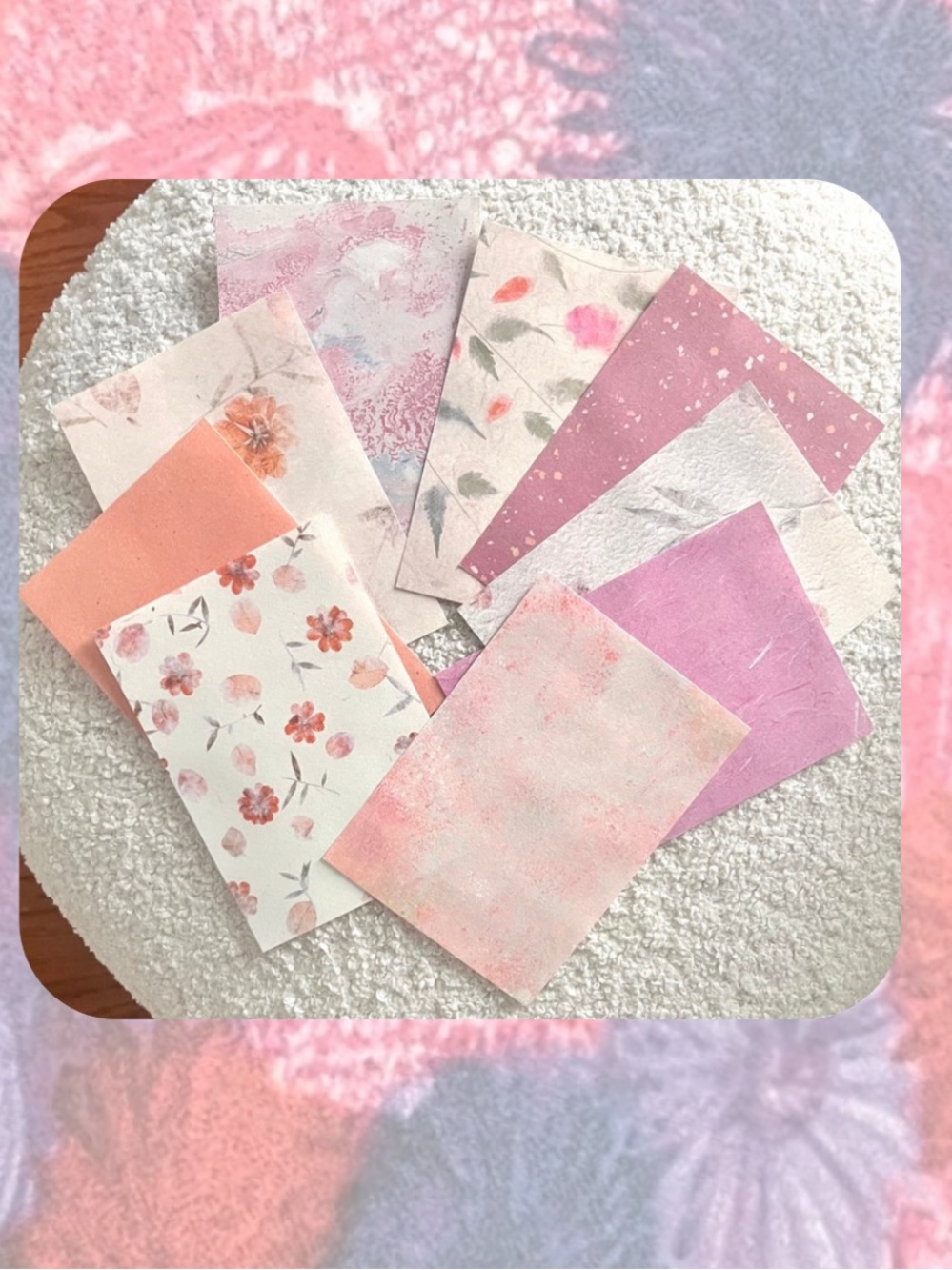 NWT🎉 Pink Ombre & Floral Junk Journal Collage Paper with Decorative Buttons